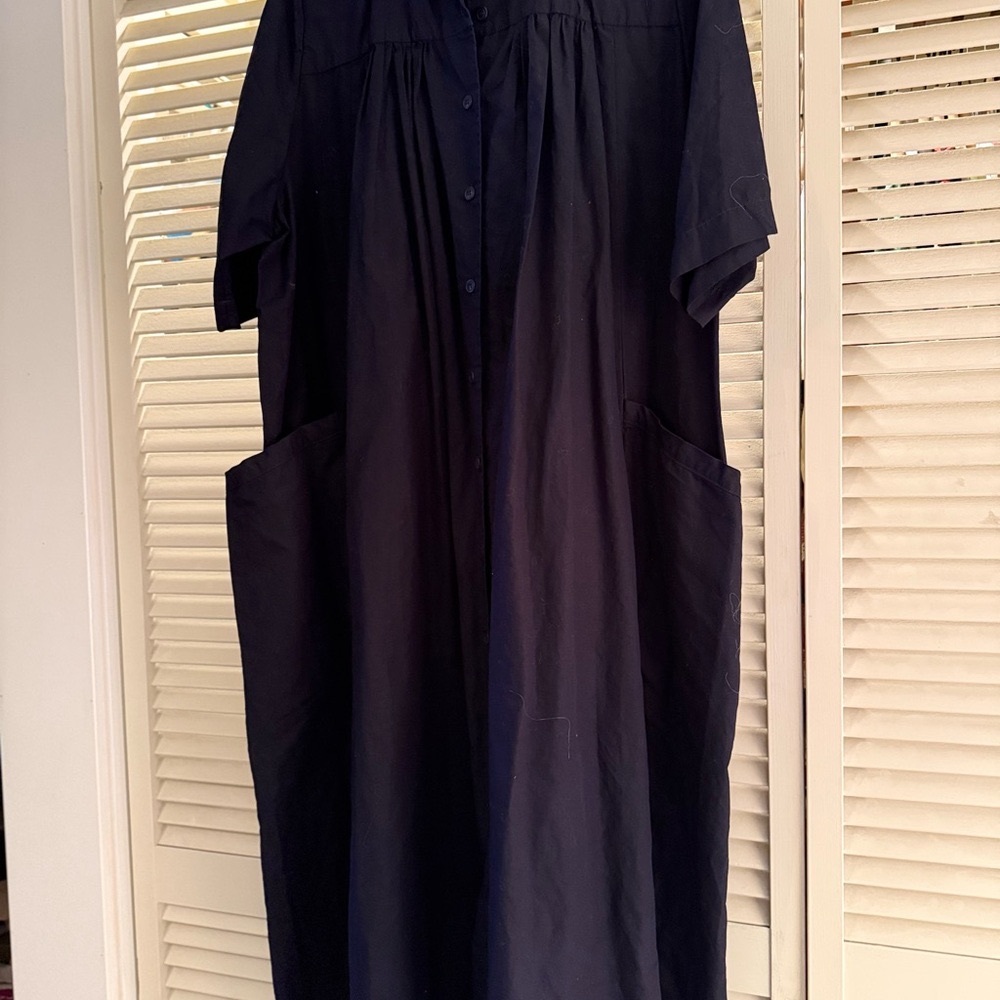 Casey Casey women’s navy oversized button down dress with collar - Picture 5 of 5